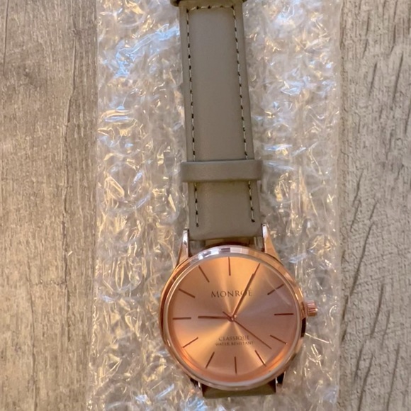 NIB - Monroe Solerose Charcoal Leather Watch - Picture 12 of 13